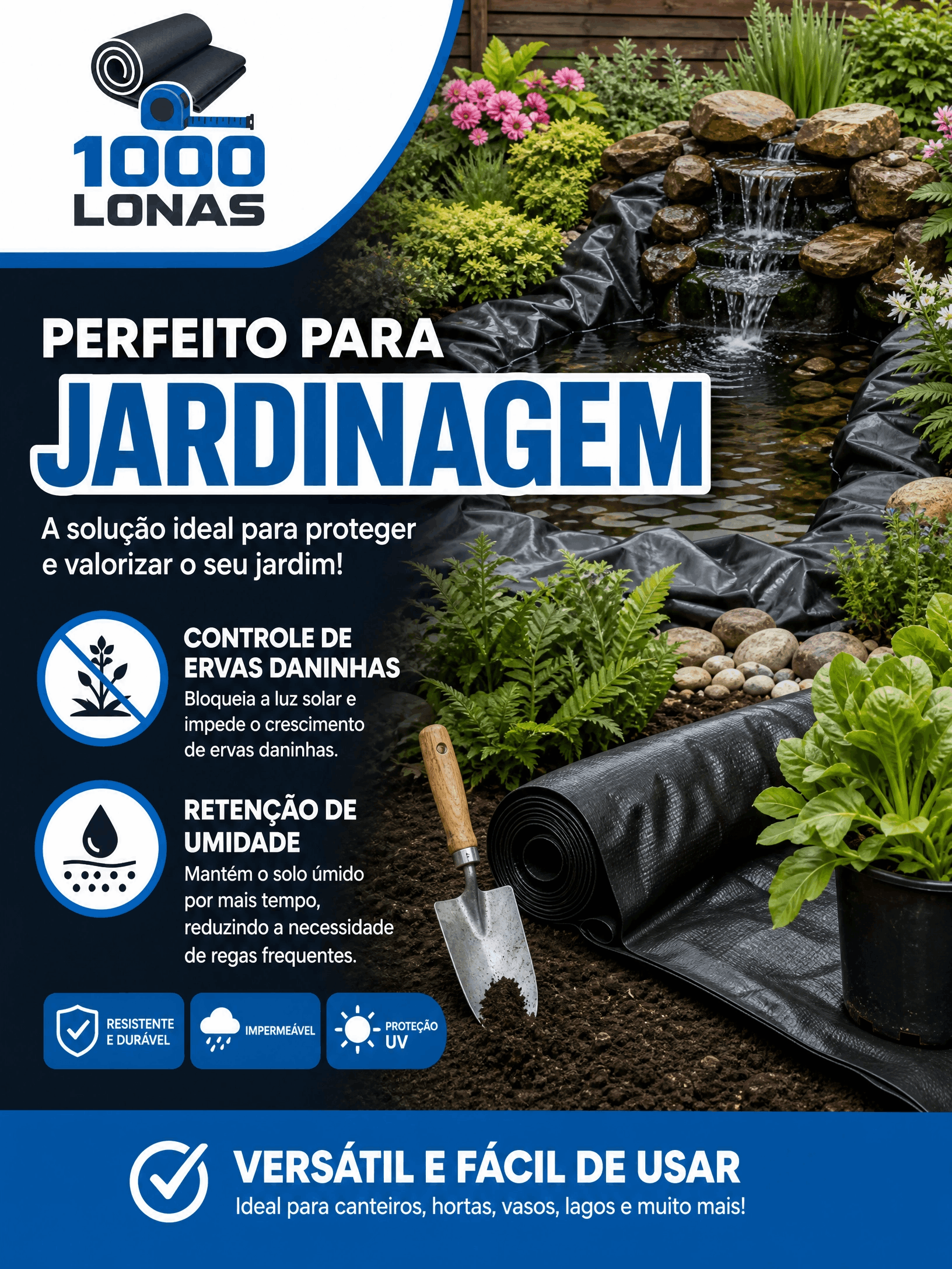 Lona de polietileno para jardinagem
